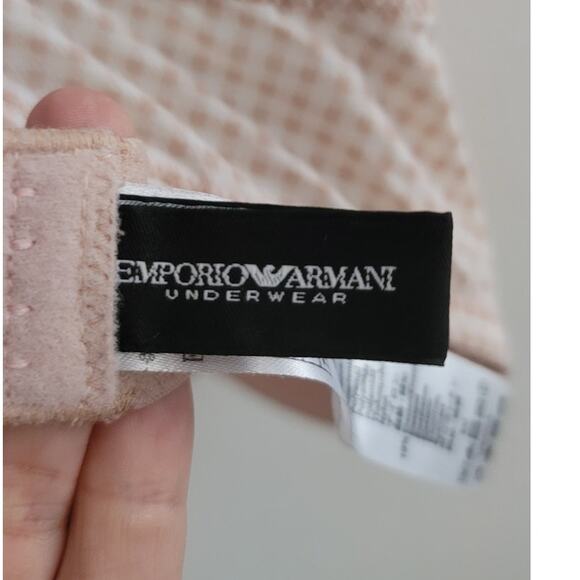 Emporio Armani Padded Push-Up Floral Lace Gingham Bra Tan 34B - Picture 3 of 11